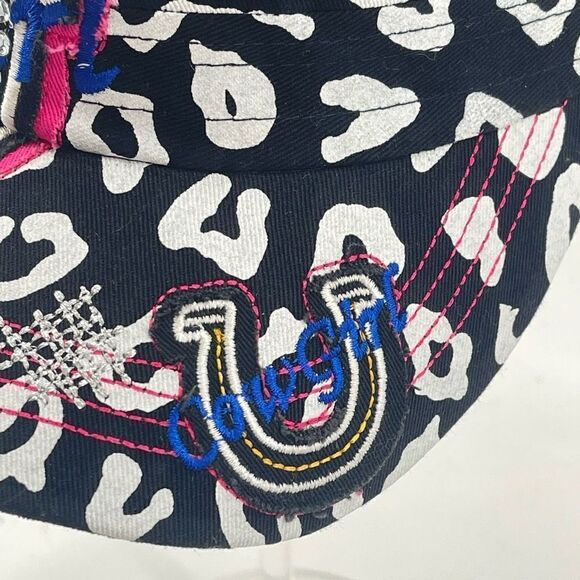 Crown Hat Womens military cadet Baseball Cap Black White Embroidered Cowgirl bli - Picture 11 of 13